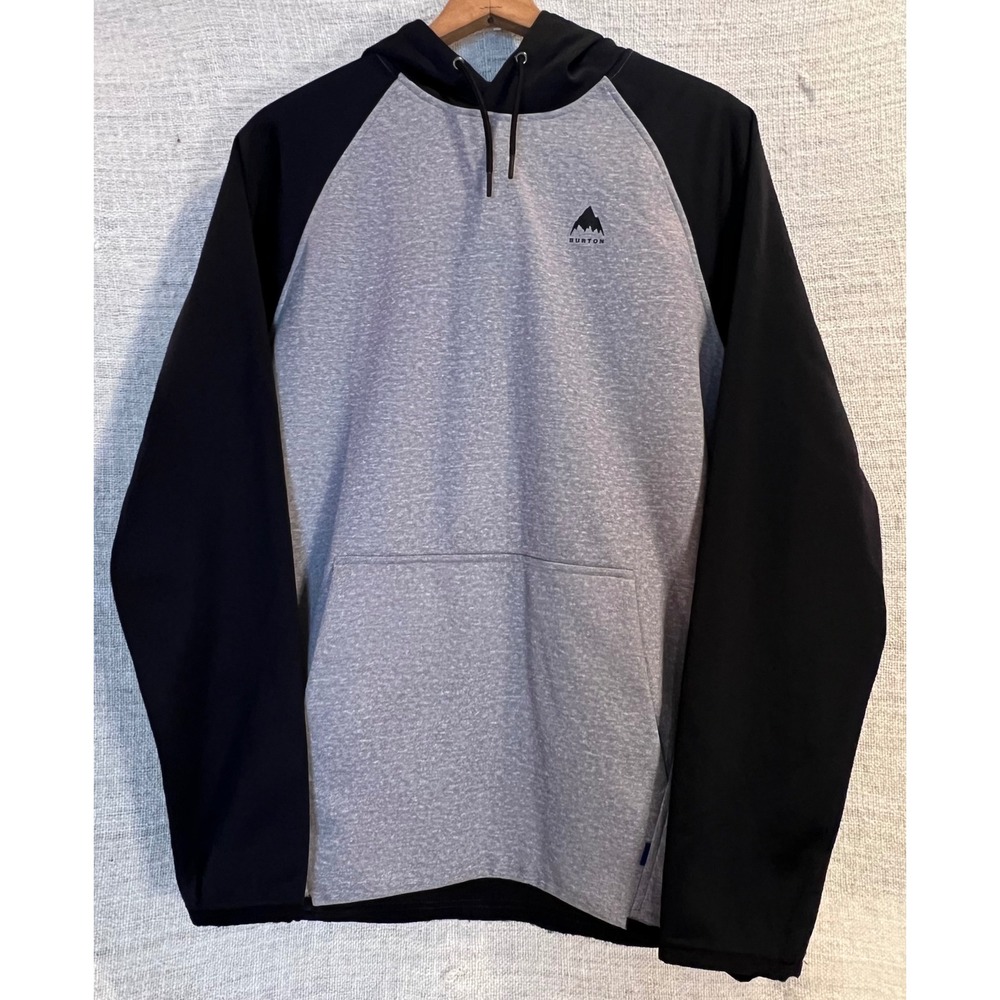 Burton Crown Weatherproof Pullover Hoodie Mens Large Gray Black 22024 Raglan